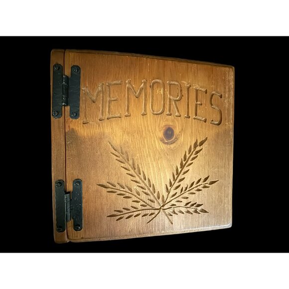 Memories Rustic Wooden Photo Album Cover 3 Ring Notebook Vintage RARE READ - Picture 1 of 5